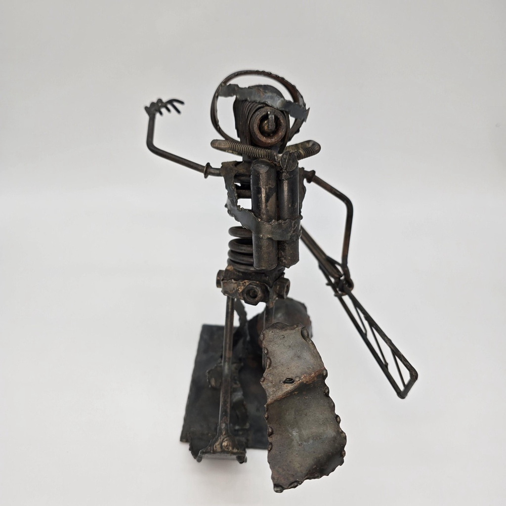 Vintage Welded Metal Diver Sculpture Signed K Moore 1971 - Picture 7 of 16